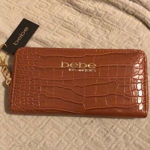 Bebe Wallet Wristlet - never used, brown leather